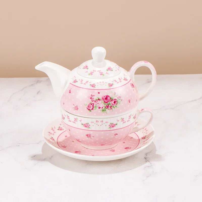 Personal Teapot With Cup and Saucer