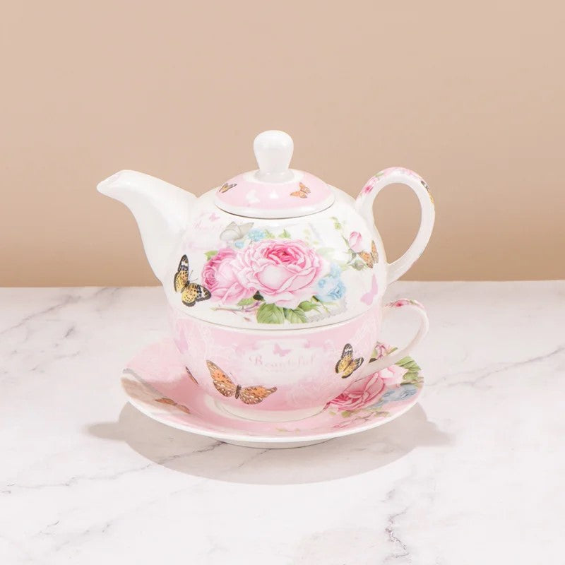 Personal Teapot With Cup and Saucer