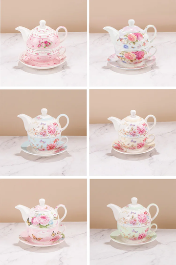Personal Teapot With Cup and Saucer